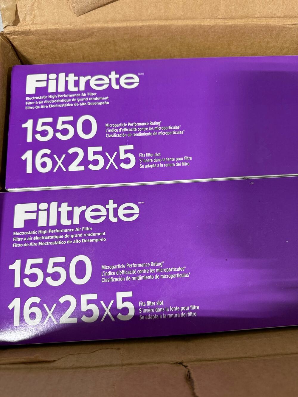 2-pack 3M Filtrete 16x25x5 1550MPR